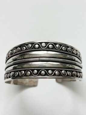 Vintage Moroccan Berber Sterling Silver Cuff Bracelet